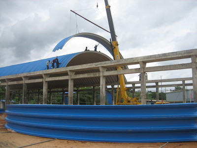 河北彩钢拱形屋顶,无梁拱顶,钢结构.